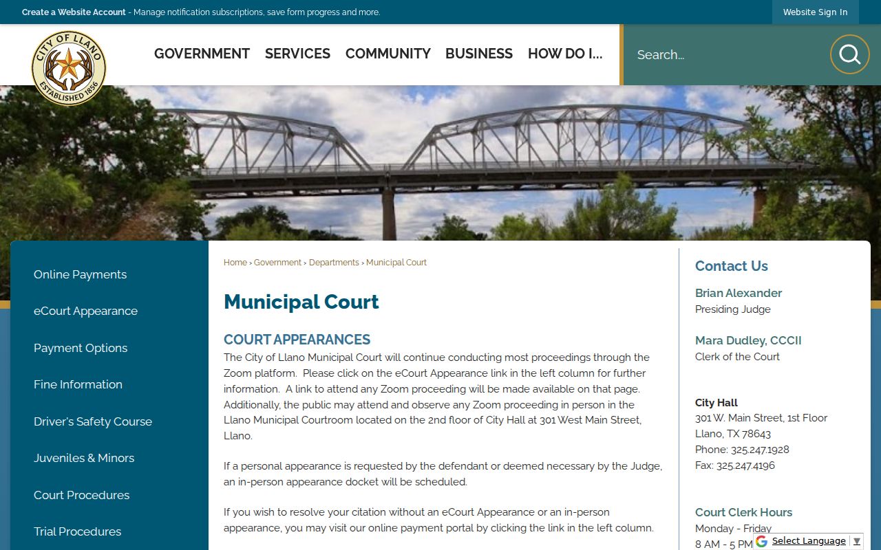 Llano municipal criminal court record information