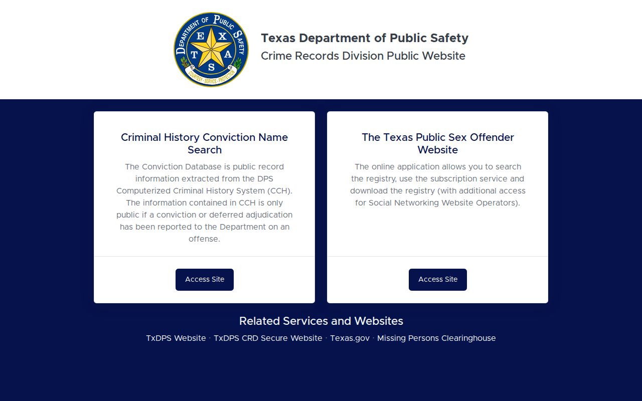 Llano County criminal history Texas DPS public portal