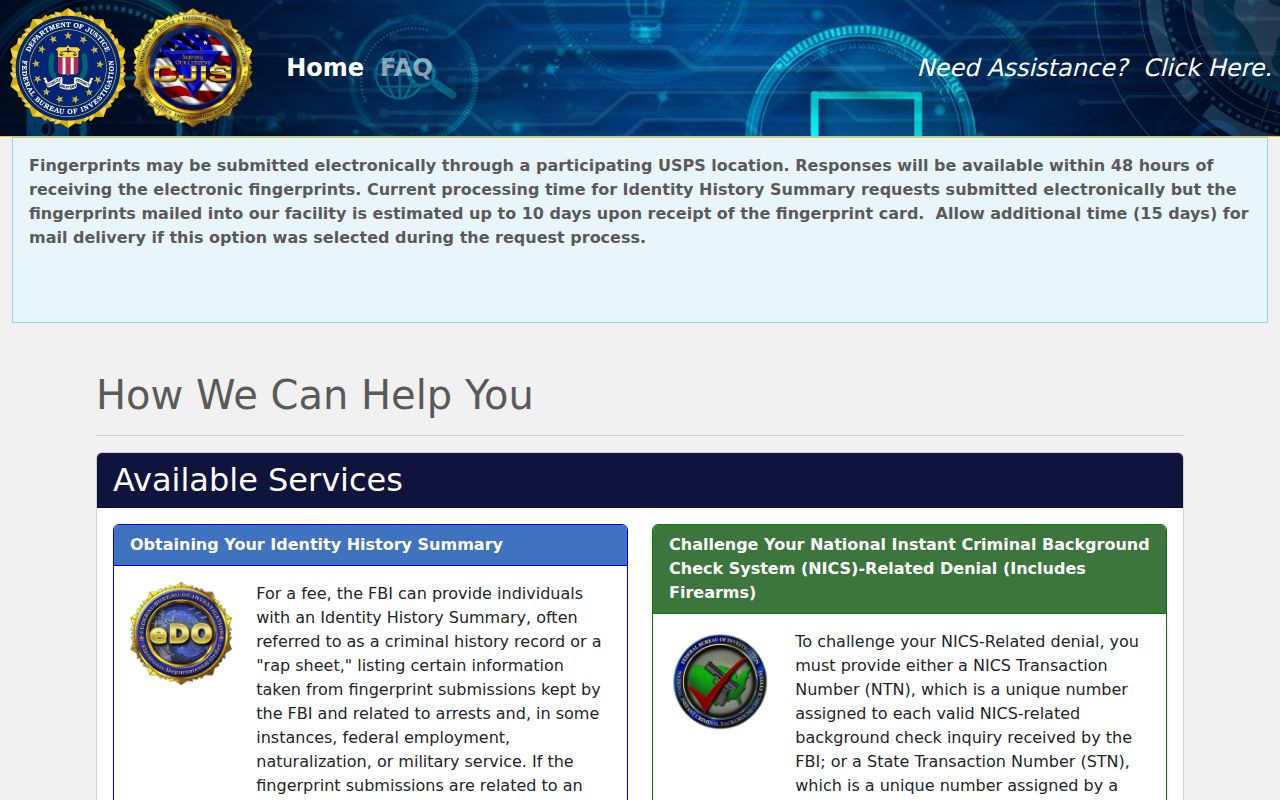 Llano County criminal history FBI identity summary portal